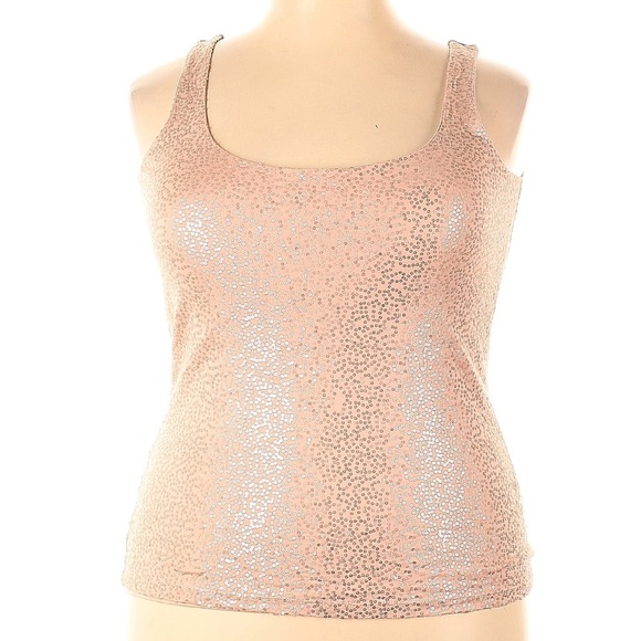 Talbots Woman Sequin Shimmering Rose Gold Pink Tank Top Camisole Plus Size 0X - Picture 1 of 4